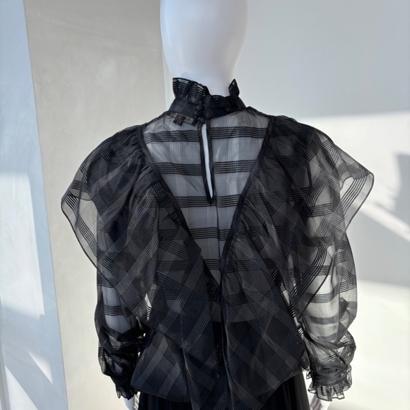 Designer Iconic Jill Stuart Ruffle Mesh Turtle Neck - Picture 2 of 3